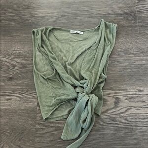 Zara Green Tie-Front Women's Top